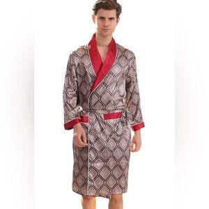 Yimanie - Elegant Multicolor Paisley Long Sleeve Men's Robe